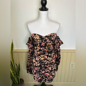 RNWY The Label Sikota Ruched Mini Dress Y2K Front Button Floral Cottagecore Sz 6